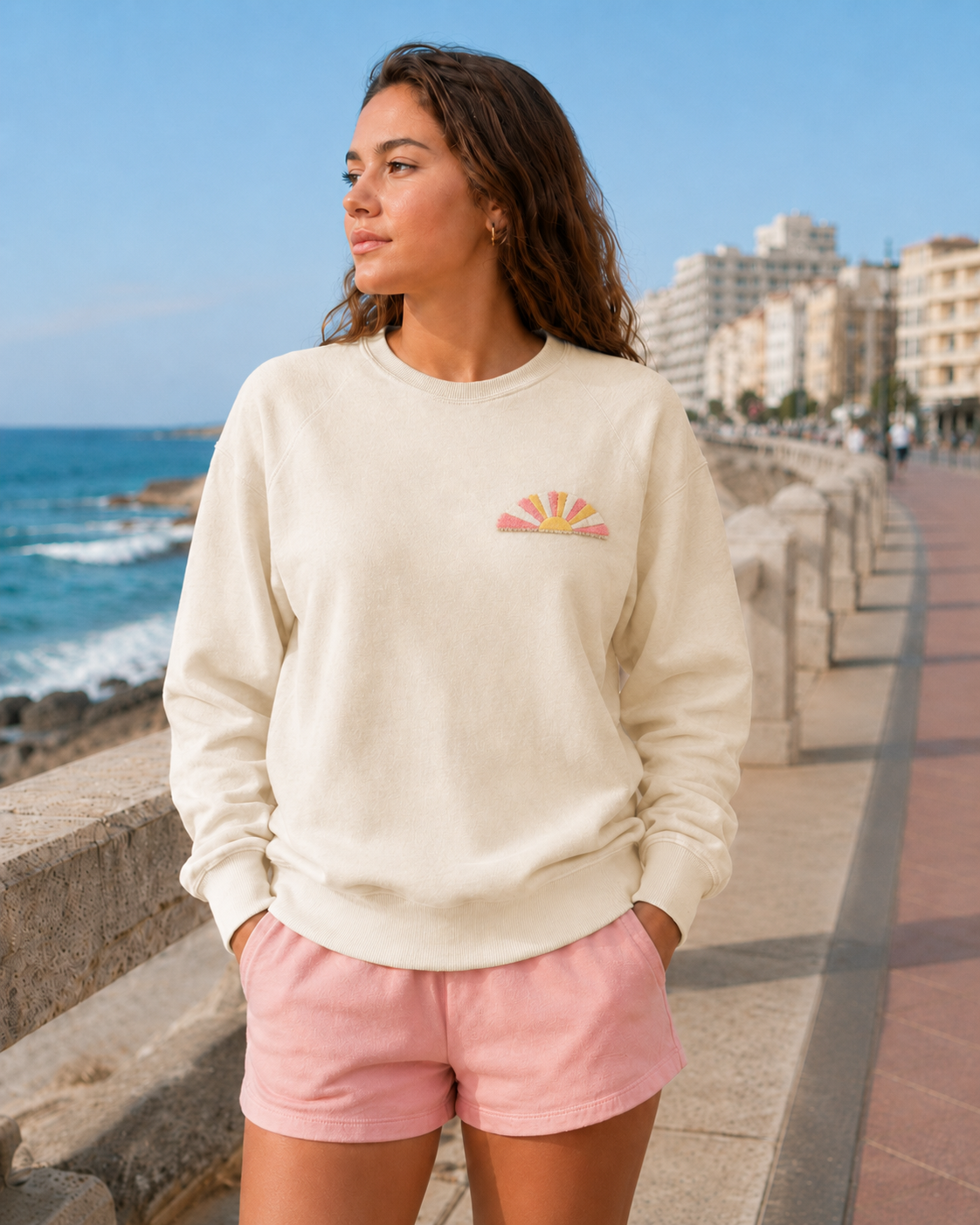 SALT IN THE AIR PINK BO CREWNECK - S / Beige - Creewneck