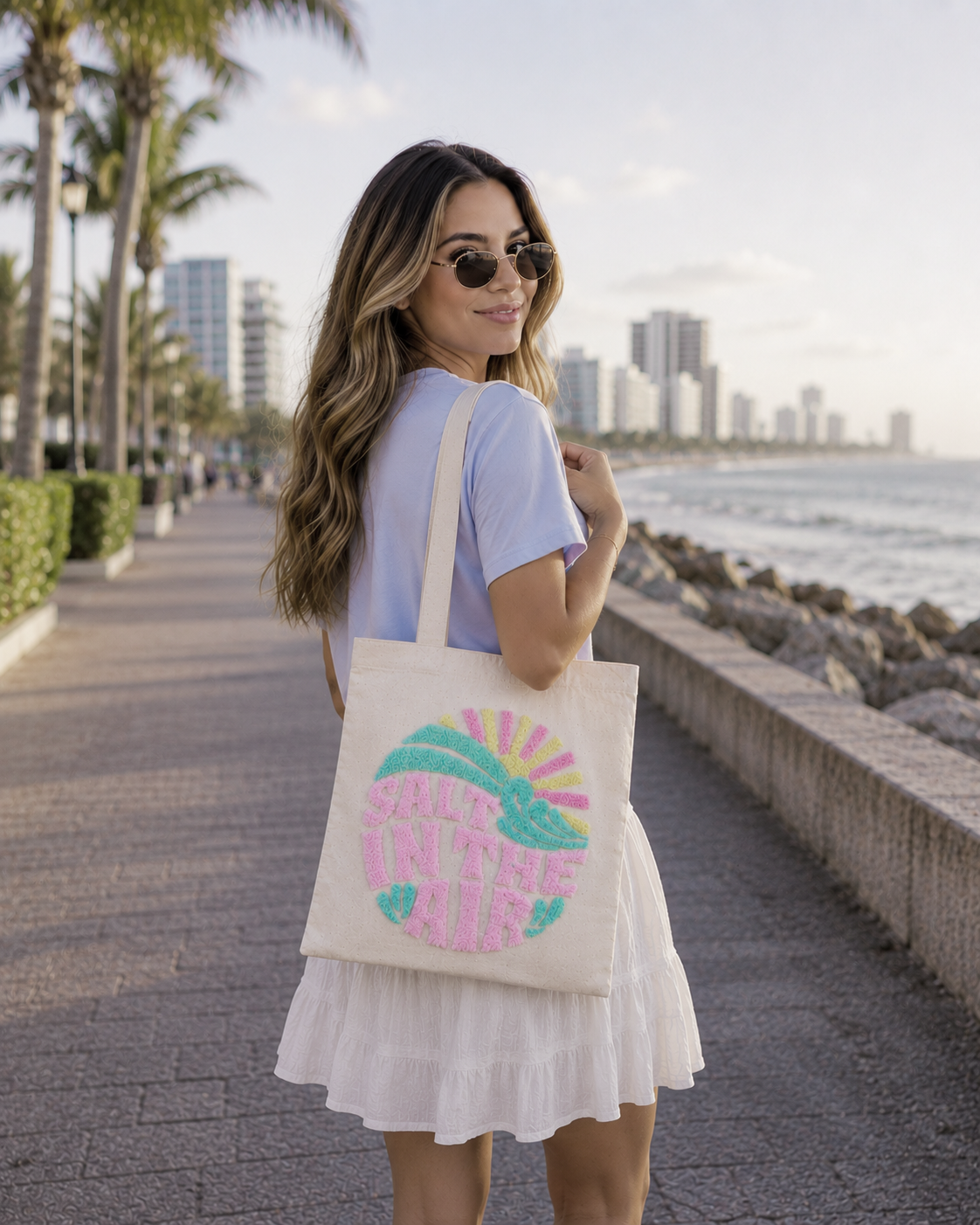 SALT IN THE AIR TOTE BAG FUZZY - 14.5 x 15.5’’ - BAGS
