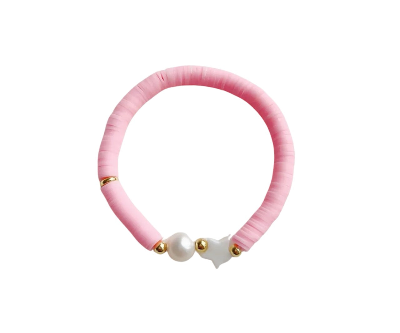 STAR PEARL SOFT BEAD BRACELET - SOFT PINK