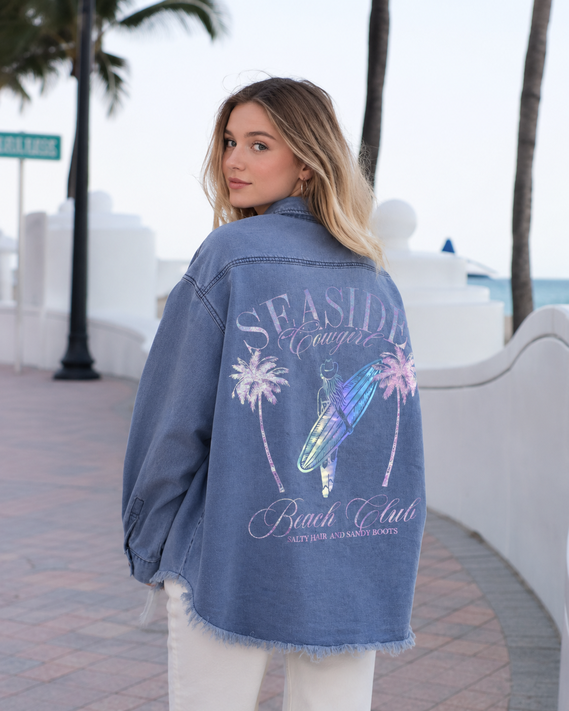 BEACH GIRL DENIM JACKET - Denim - jacket