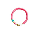 EVIL EYE SOFT BEAD BRACELET - HOT PINK