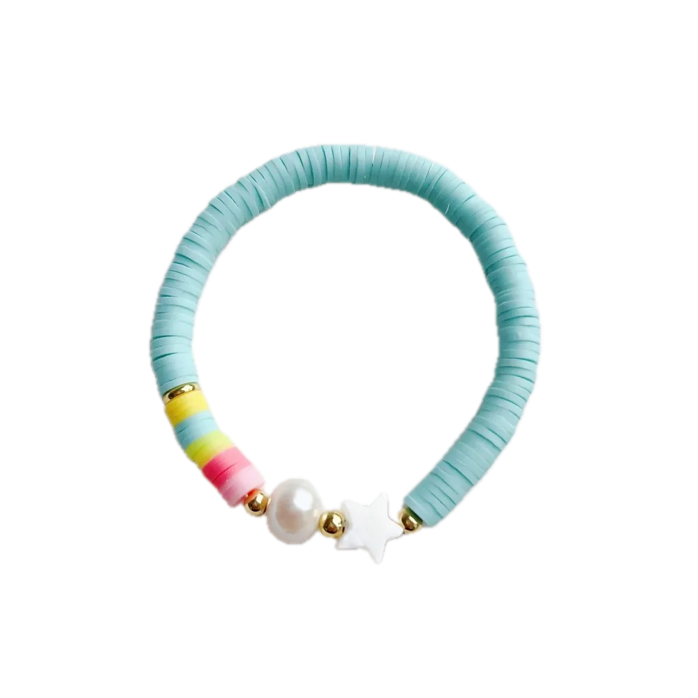 EVIL EYE SOFT BEAD BRACELET - MINT