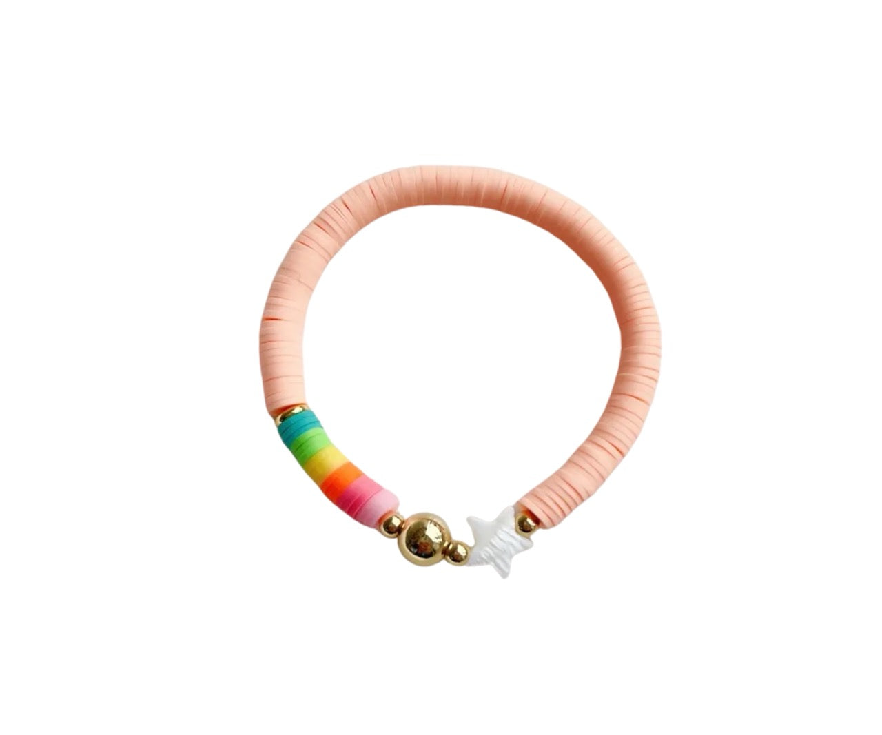 EVIL EYE SOFT BEAD BRACELET - PEACH