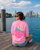 FOREVER CHASING SUNSETS FUZZY NEON PINK CREW - S / PINK - Creewneck