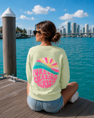 FOREVER CHASING SUNSETS FUZZY NEON PINK CREW - S / SOFT APPLE - Creewneck