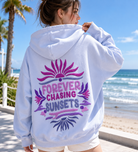 FOREVER CHASING SUNSETS SURF PURPLE BO HOODIE - S / CLOUD BLUE - Hoodie