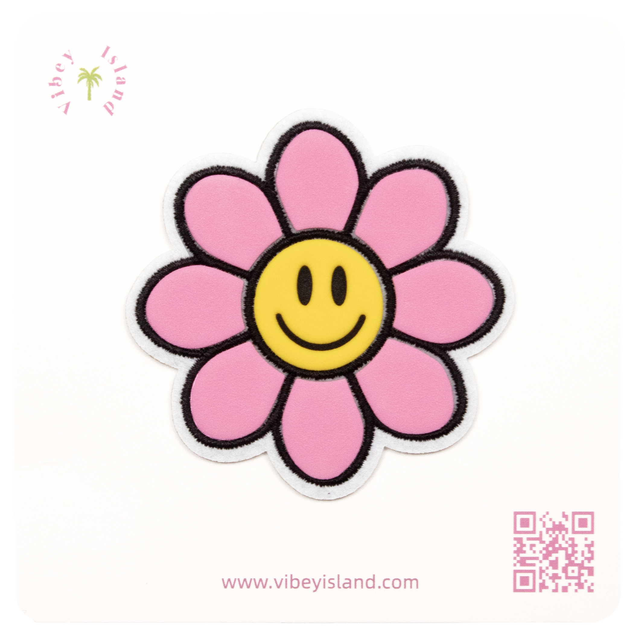 PINK FLOWER EMBROIDERY PATCH