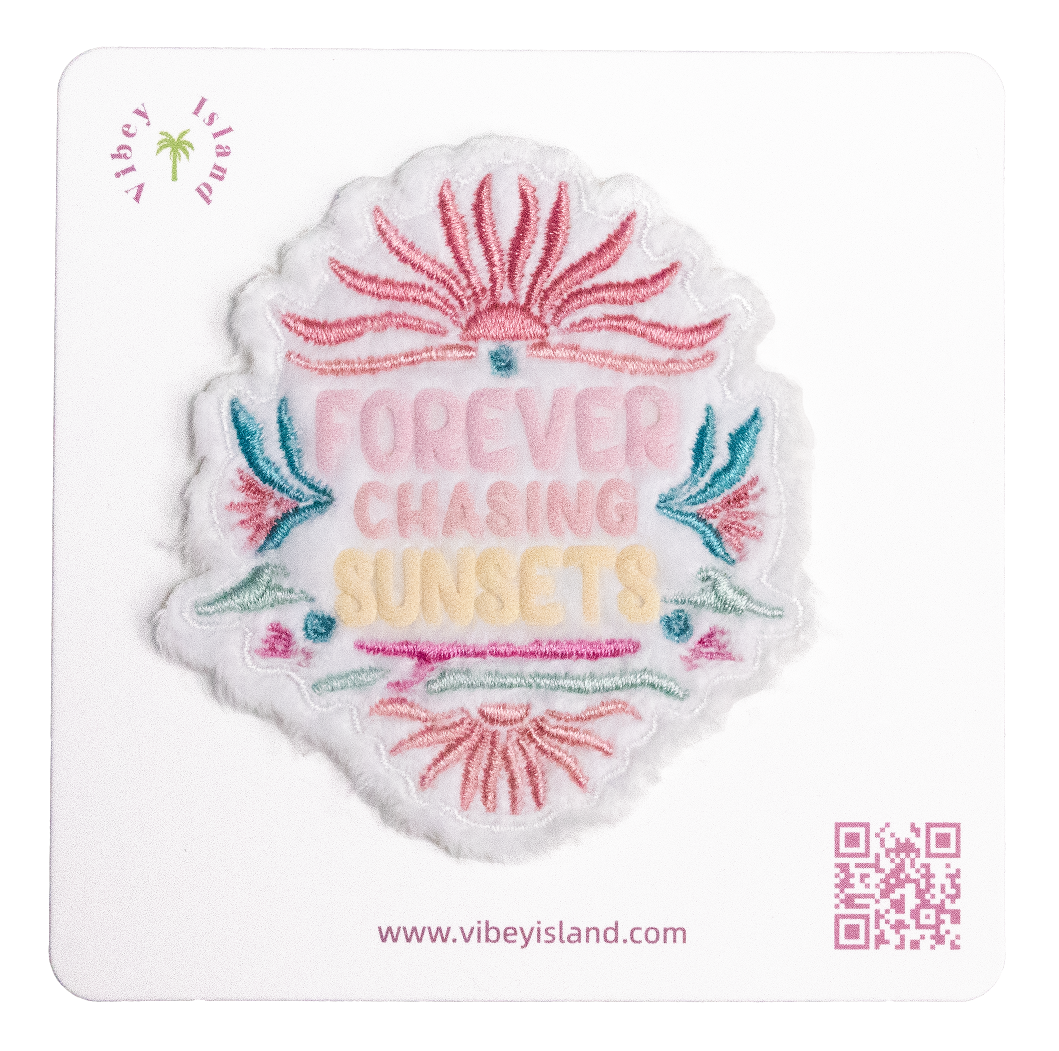 PINK FOREVER CHASING SUNSETS EMBROIDERY PATCH