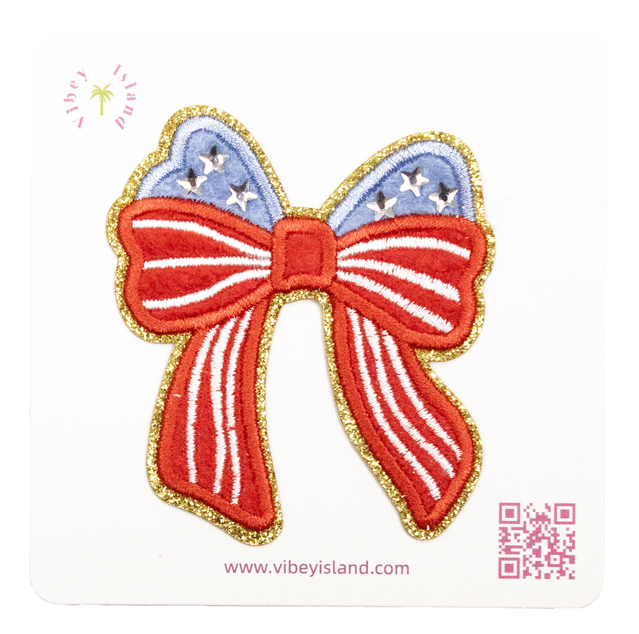 RED BOW EMBROIDERY PATCH