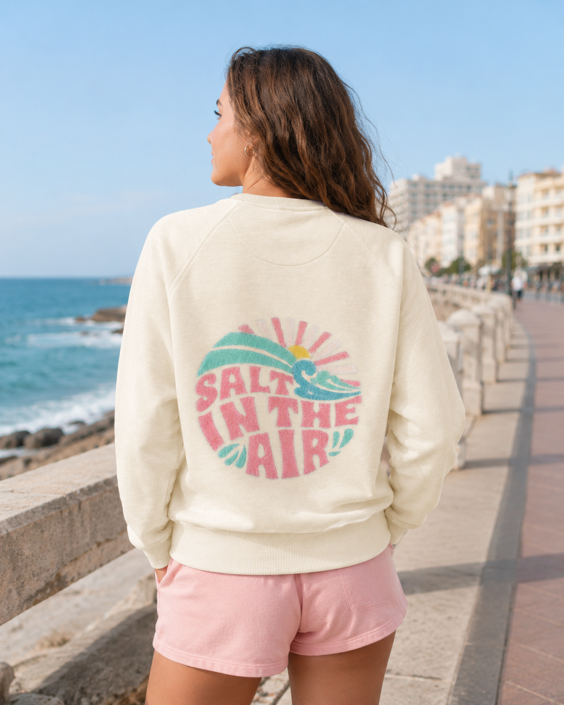 SALT IN THE AIR PINK BO CREWNECK - M / Beige - Creewneck