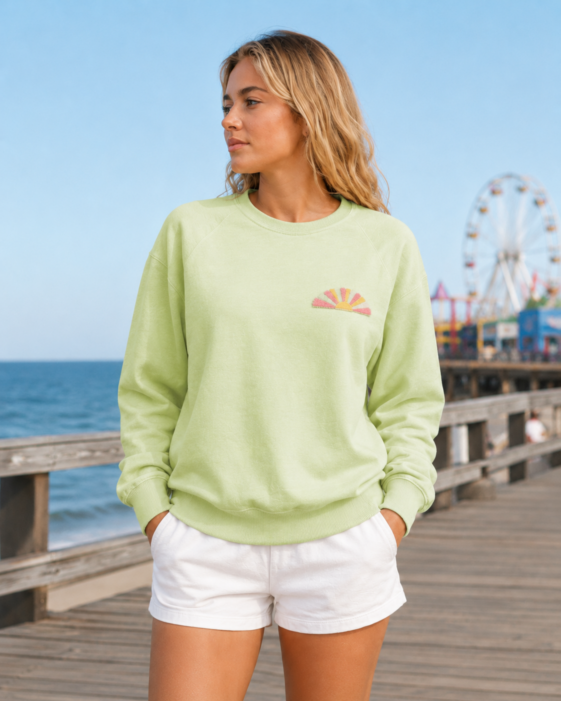 SALT IN THE AIR PINK BO CREWNECK - M / Green - Creewneck