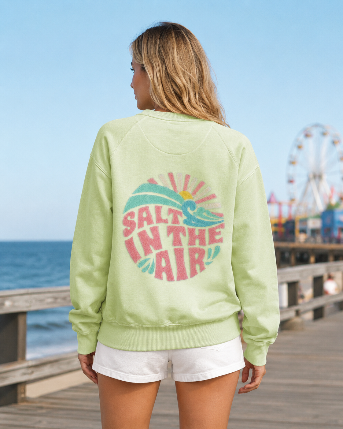 SALT IN THE AIR PINK BO CREWNECK - S / Green - Creewneck
