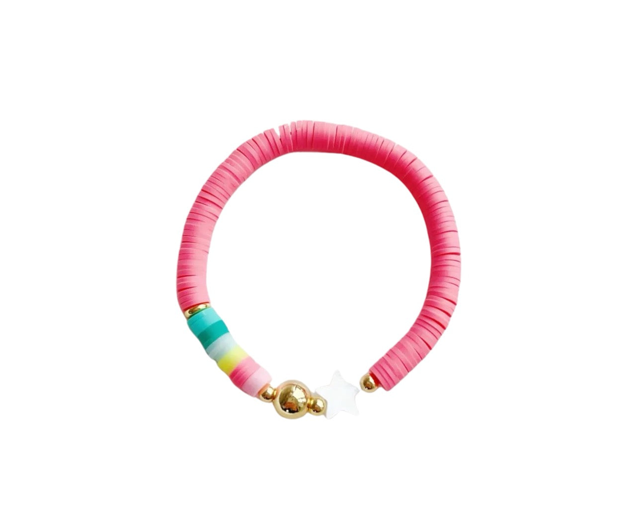 STAR PEARL SOFT BEAD BRACELET - HOT PINK